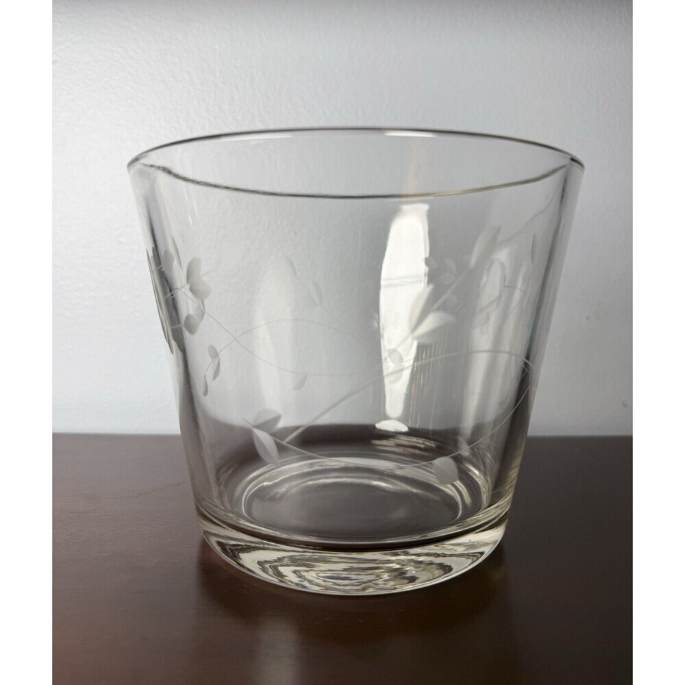 Vintage Princess House Heritage Crystal Ice Bucket Etched Flowers